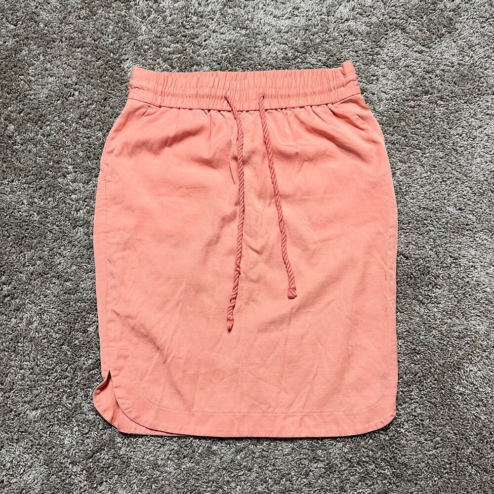 LOFT Coral Lyocell Pencil Skirt Drawstring waist with pockets size small